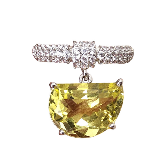 Citrine with Cubic Zirconias in 925 Silver