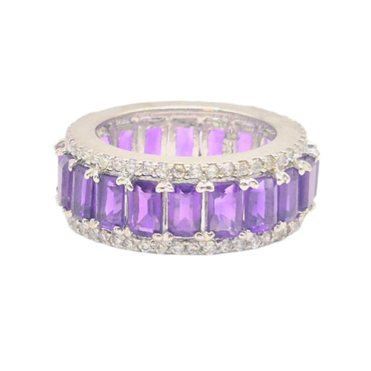 Amethyst Baguettes with Cubic Zirconia in 925 Silver