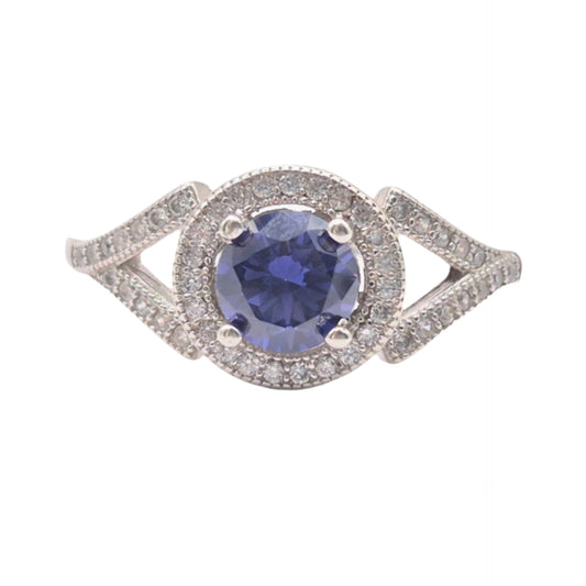 Royal blue and white Cubic Zirconia in 925 Silver