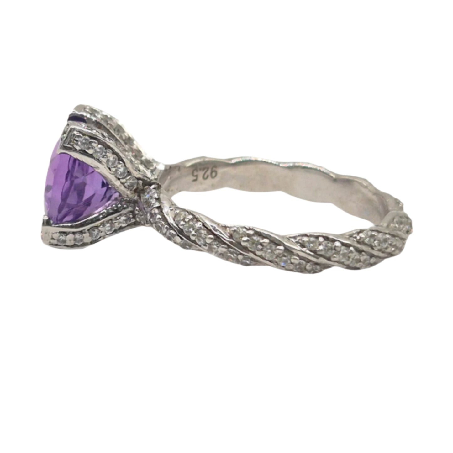 Amethyst and Cubic Zirconia in 925 Silver