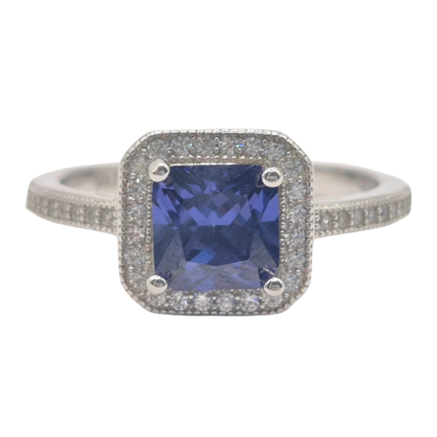 Blue and White Cubic Zirconias in 925 Silver