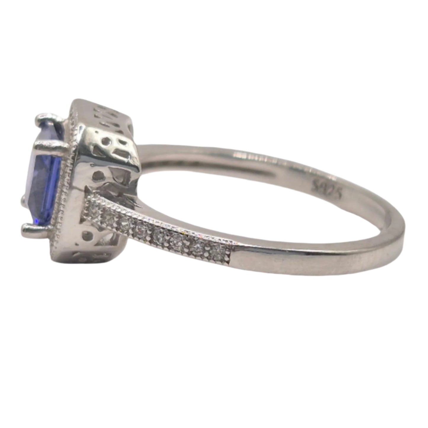 Blue and White Cubic Zirconias in 925 Silver