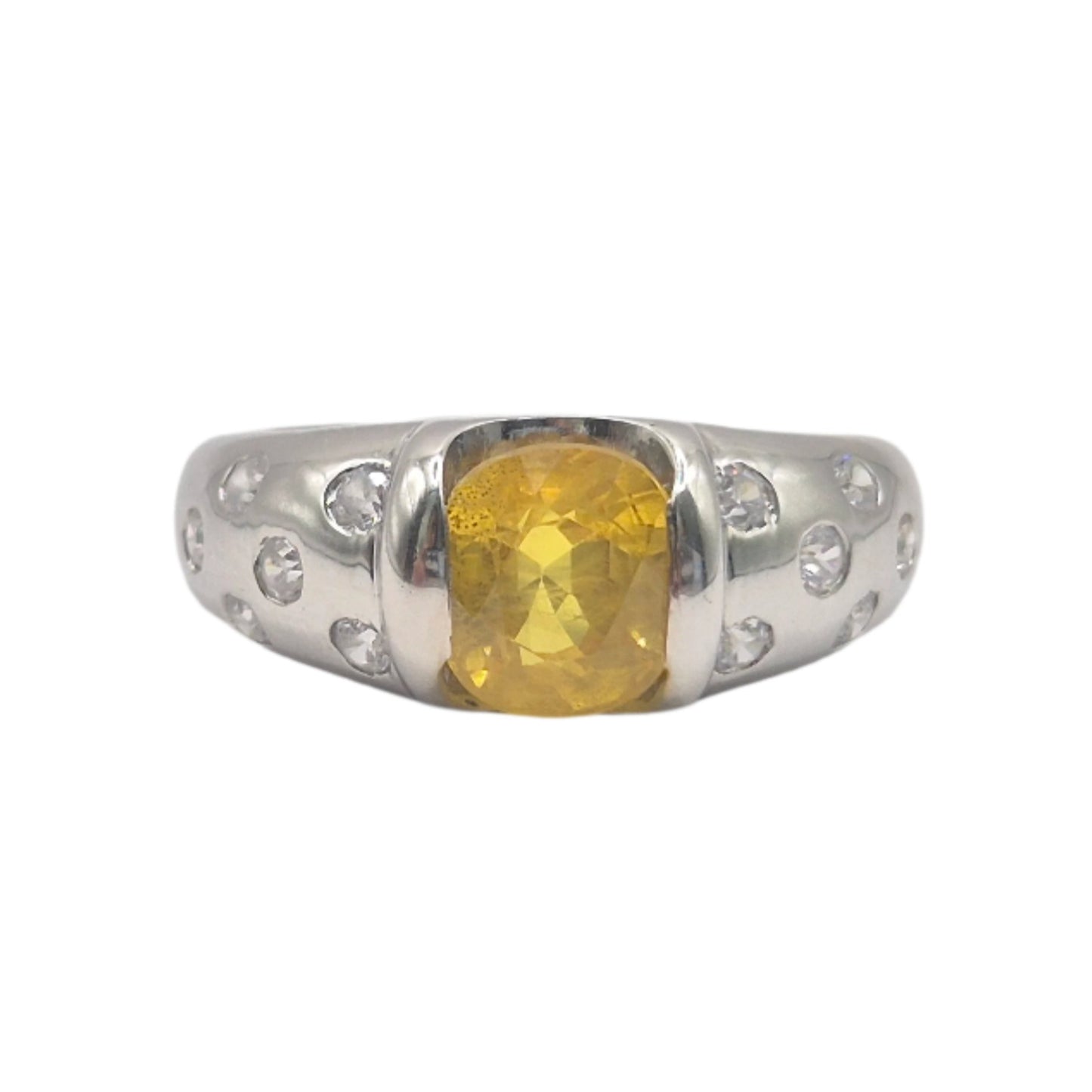 Yellow Sapphire and Zircons in 925 Silver