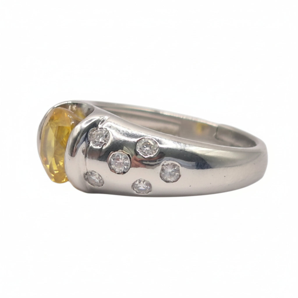 Yellow Sapphire and Zircons in 925 Silver