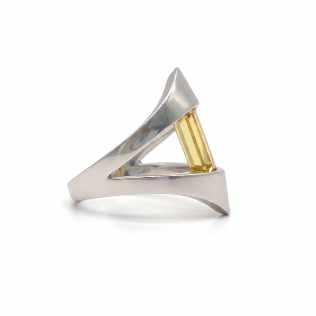 Cylindrical Citrine block around 925 Silver