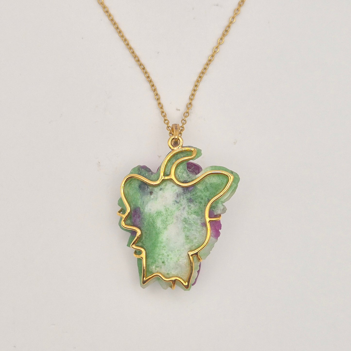 Ruby with Emerald and Japanese Keshi Pearl in 18kt Yellow Gold
