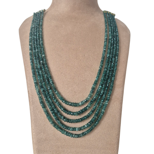 Olive green natural emerald gemstone necklace