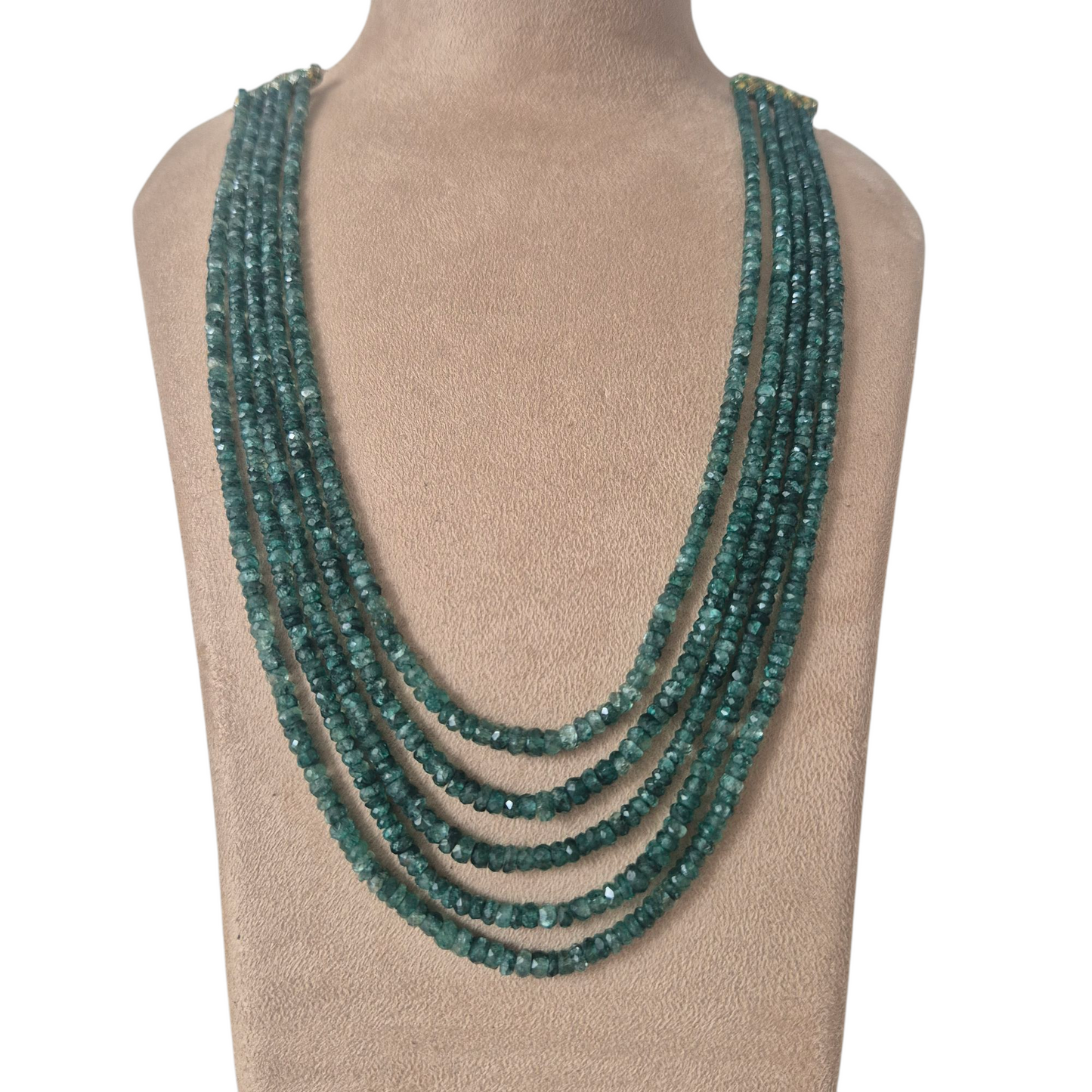 Olive green natural emerald gemstone necklace