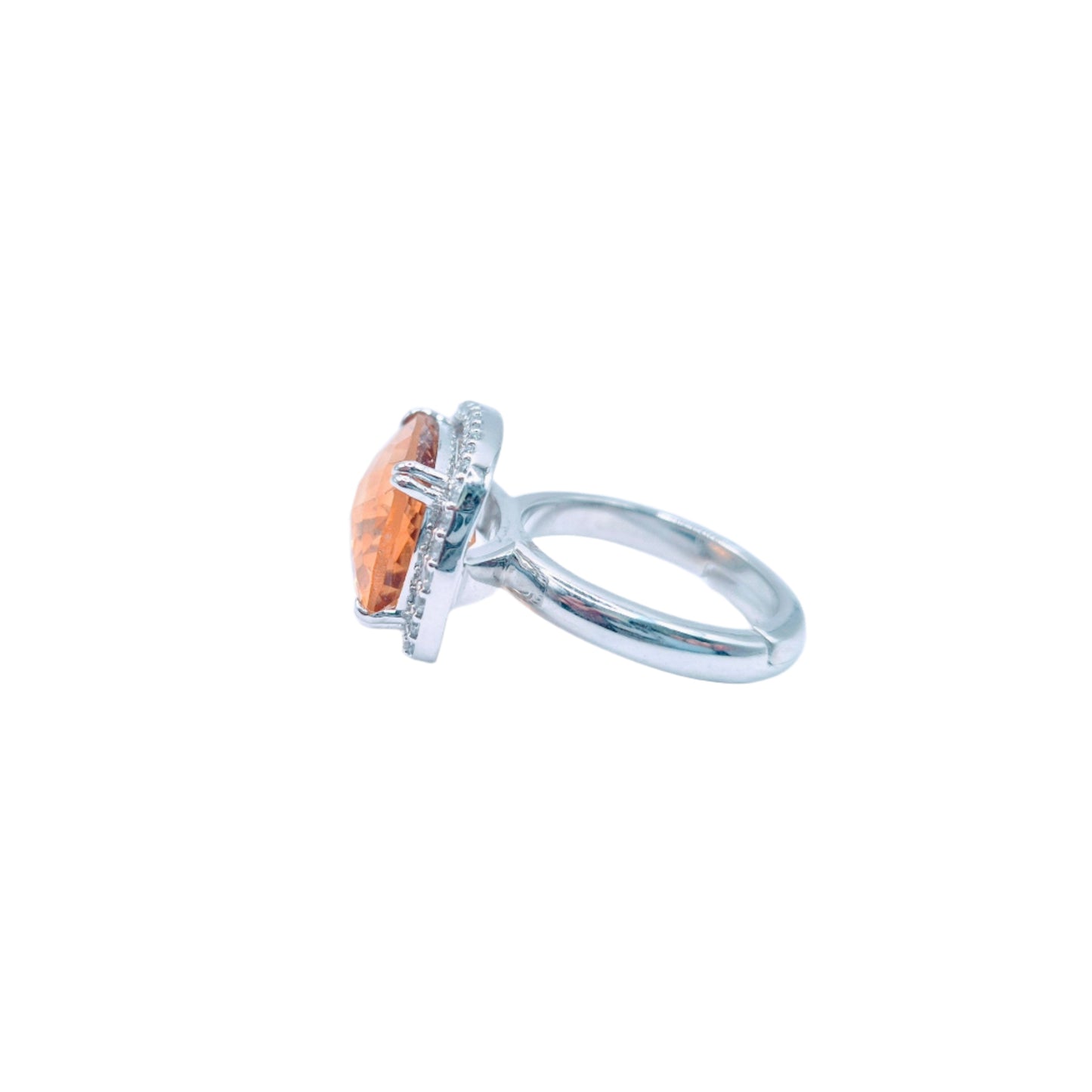 Deep yellow Citrine with Cubic Zirconia in 925 Silver