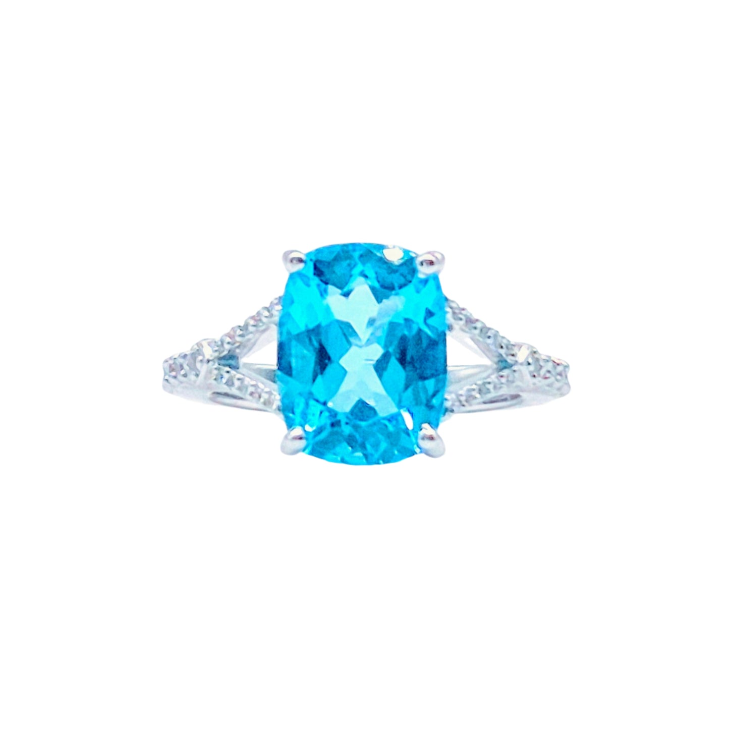 Sky Blue Topaz with Cubic Zirconias in 925 Silver