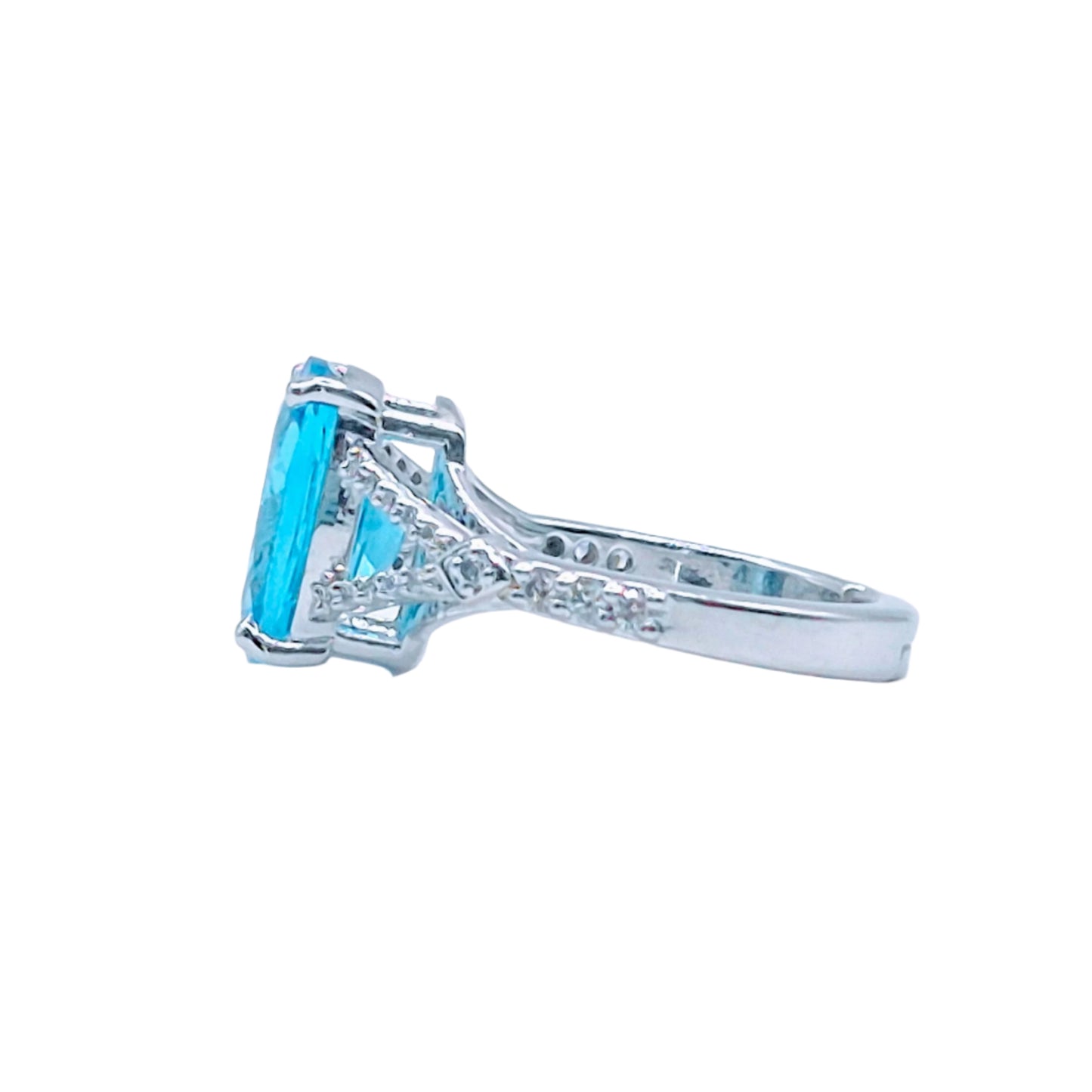 Sky Blue Topaz with Cubic Zirconias in 925 Silver
