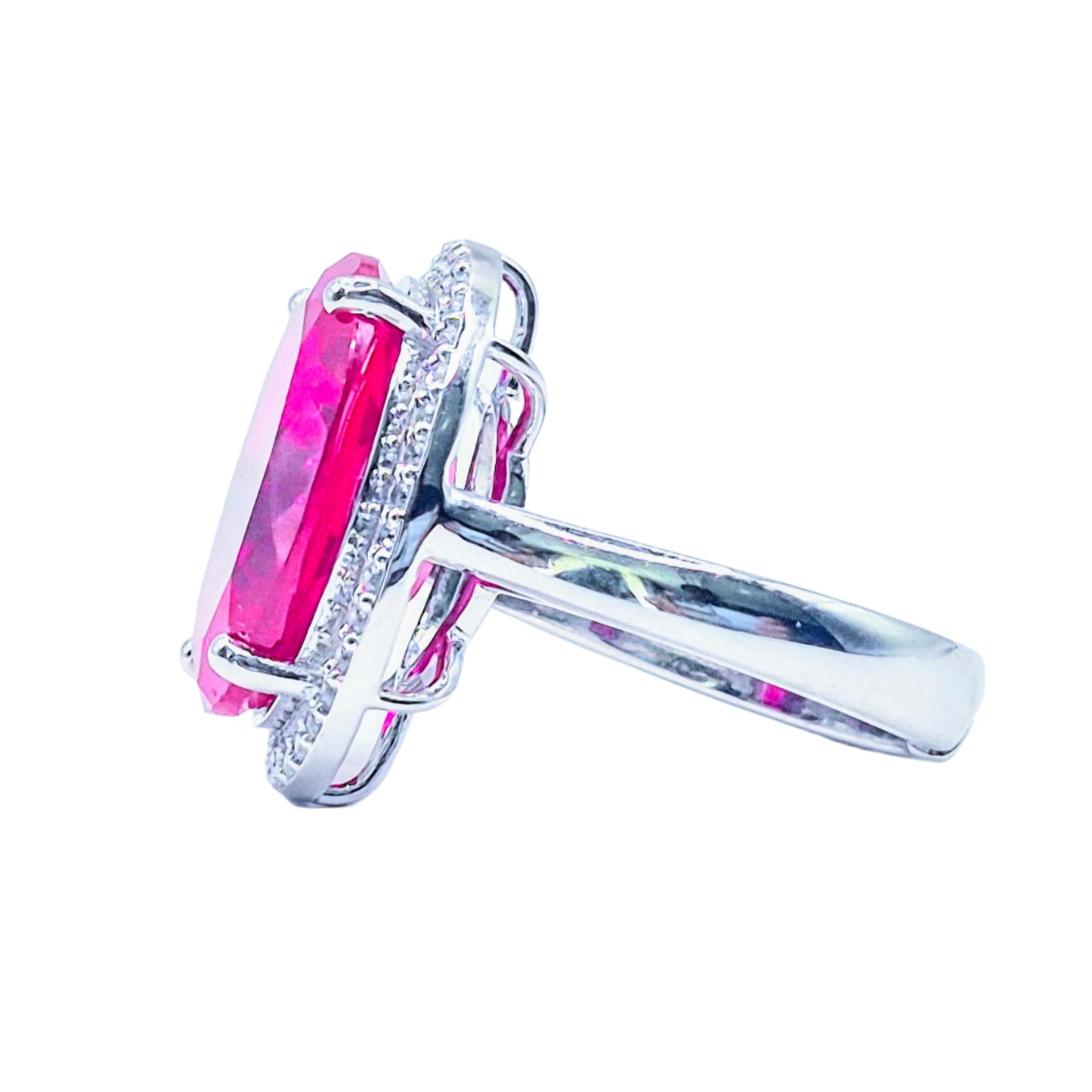 Red Oval Hydro with Cubic Zirconia in 925 Silver