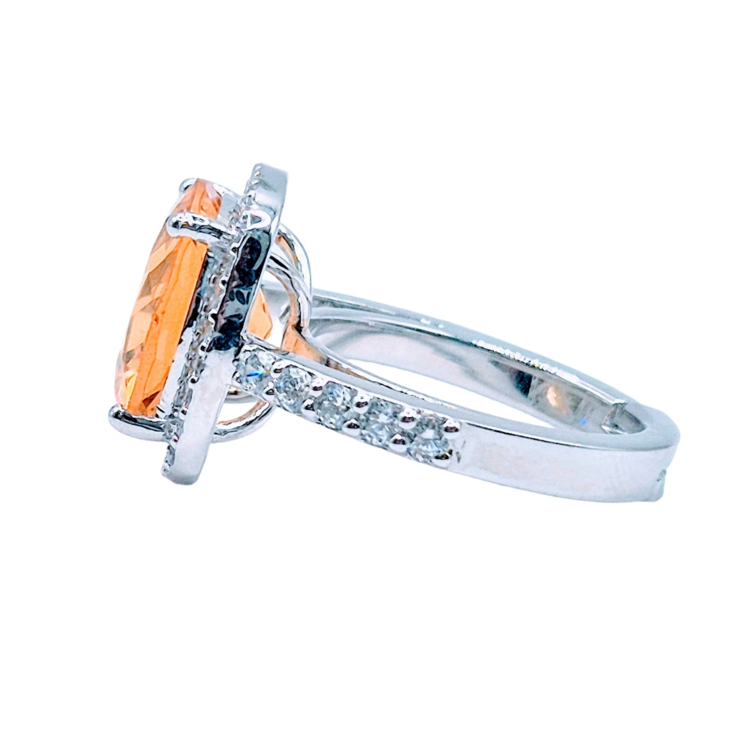 Citrine Cushion with Cubic Zirconias in 925 Silver