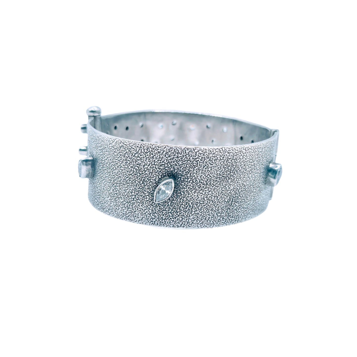 White Quartz set in 925 Silver Bangle