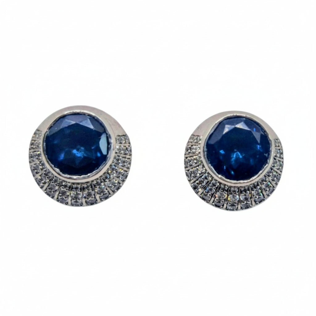 Dark Blue hydro gems with white cubic zirconia in 925 silver