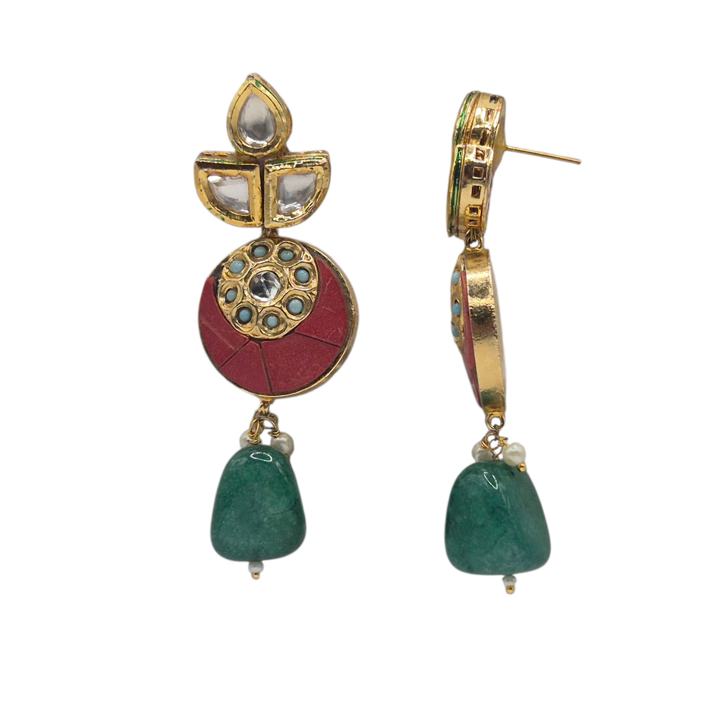 Multigemstone necklace with kundan in brass