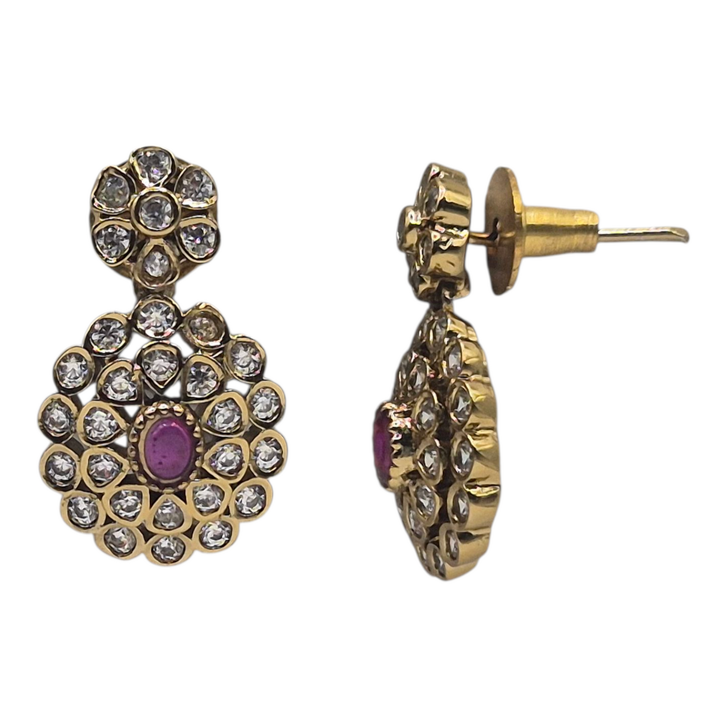 Navratna with semi precious gems and kundan in brass