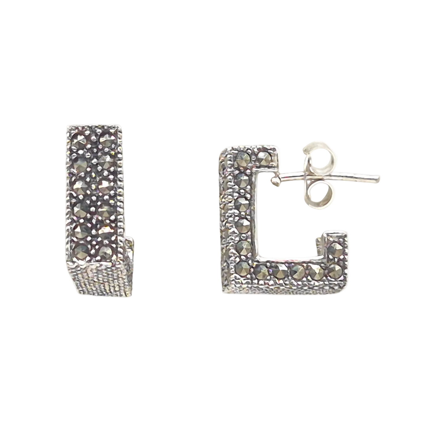 Marcasite Square Bali in 925 silver
