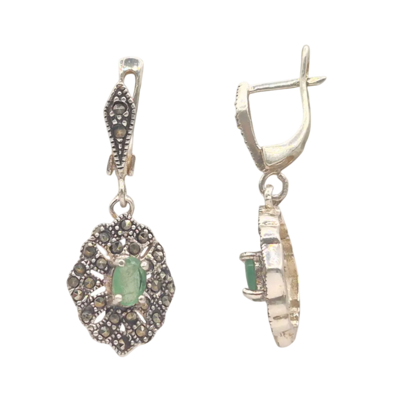 Victorian emerald earring with a bali Style in 925 silver