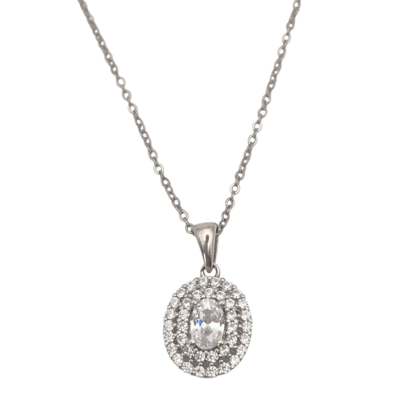 Oval shaped Cubic Zircon and Jacket in 925 Silver
