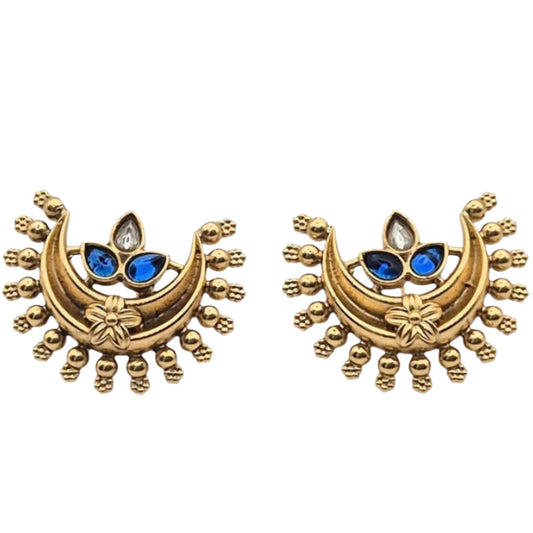 Blue Curved Spike Stud