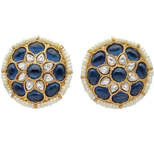 Dark Blue kundan eartops