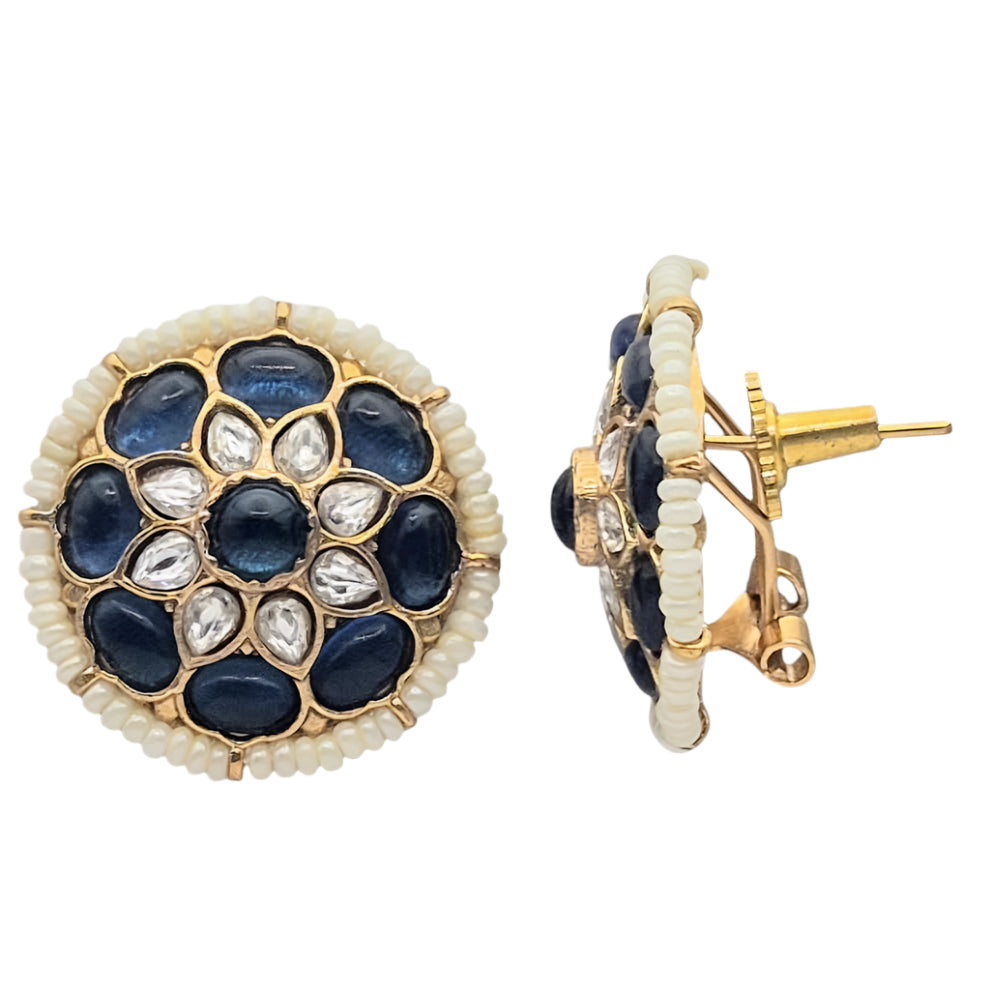 Dark Blue kundan eartops
