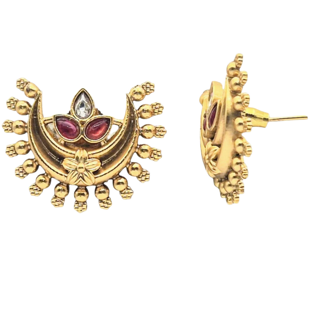 Red Curved Spike Stud