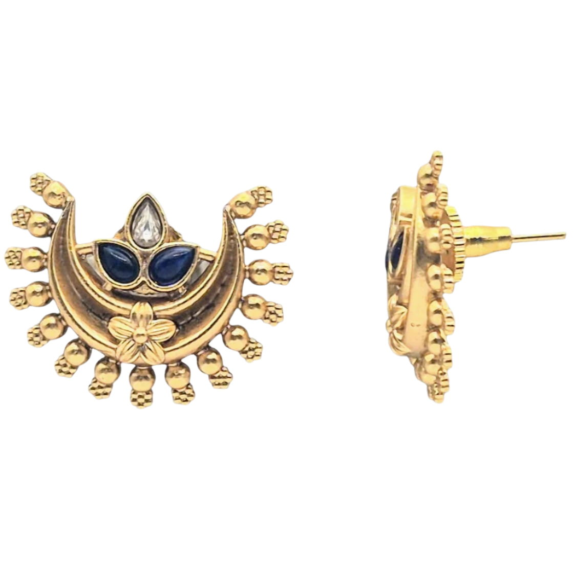 Blue Curved Spike Stud