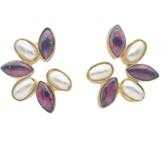 Natural Garnets and Pearls set in brass