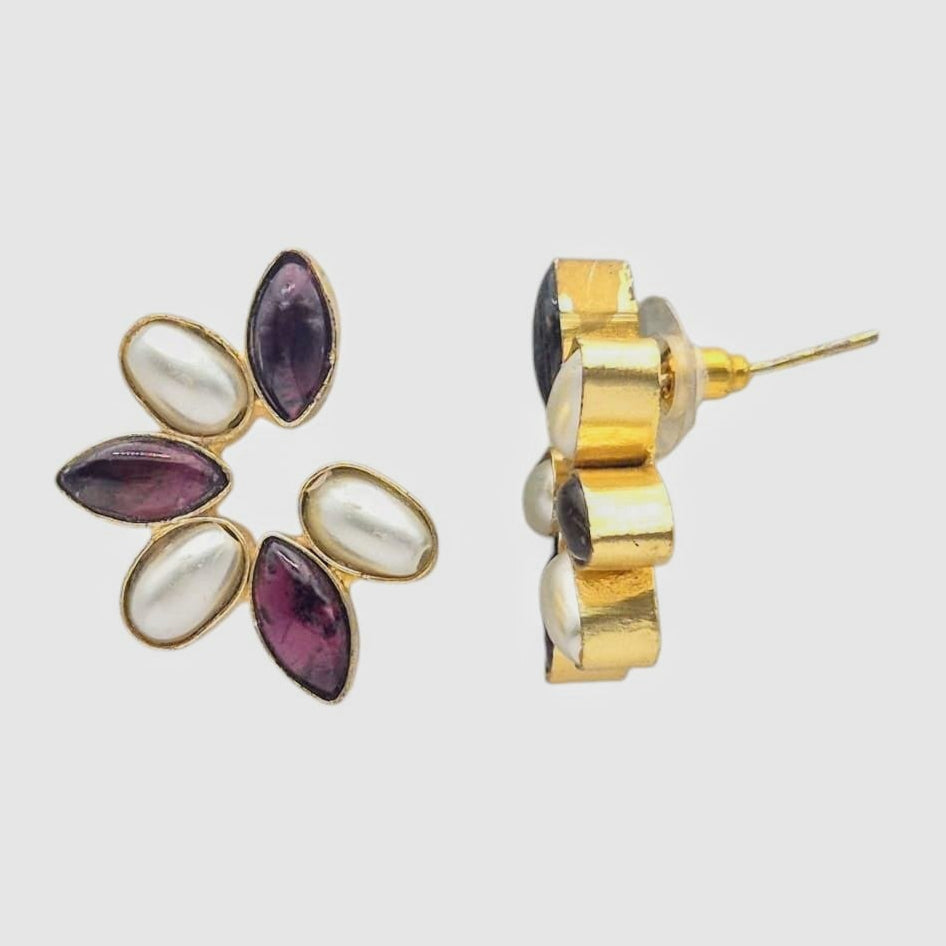 Natural Garnets and Pearls set in brass