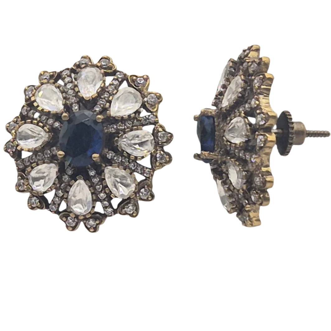 Blue Moissanite Stud