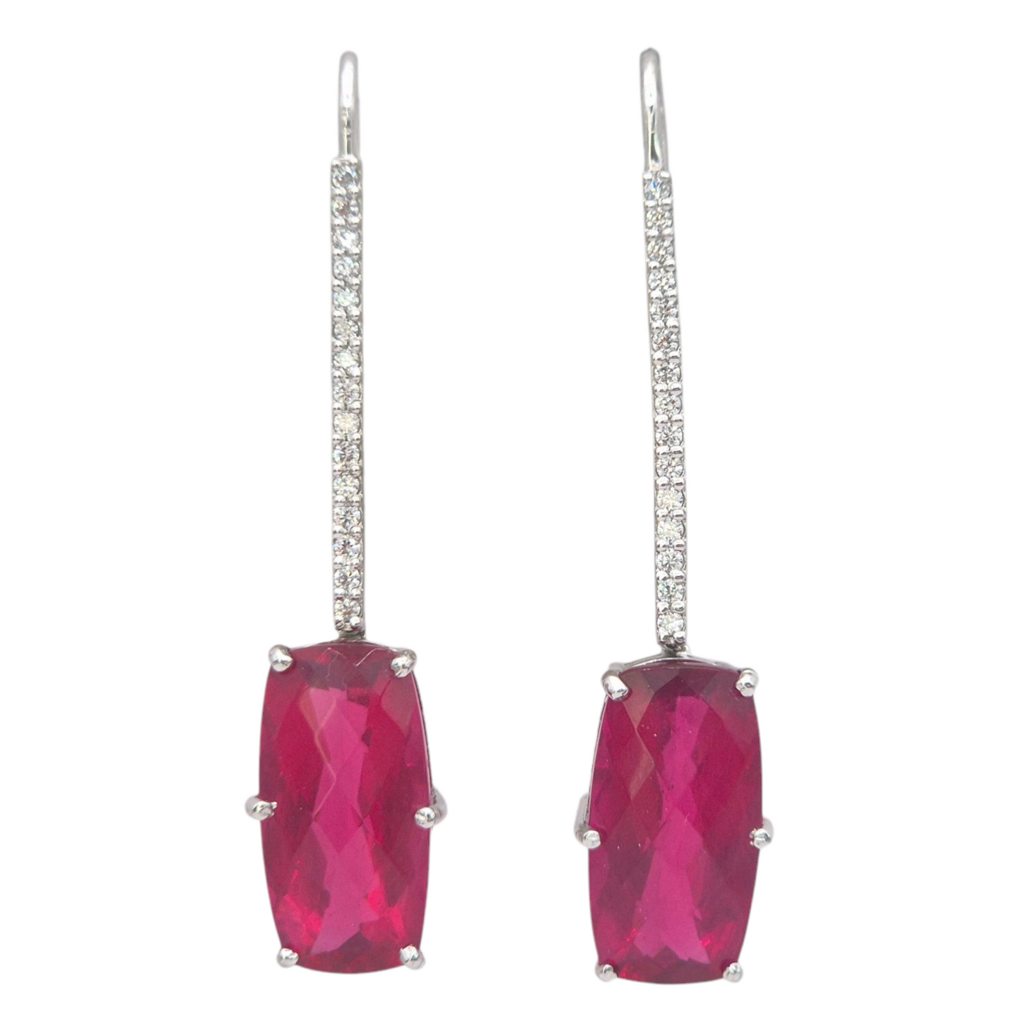 Rich Fuschia Pink Hydro quartz with Cubic Zirconia in 925 Silver, lightweight and classy