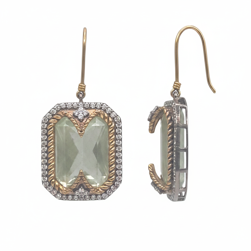 Natural Jade Gemstones and Cubic Zirconia set to make this piece of art deco design in 925 Silver