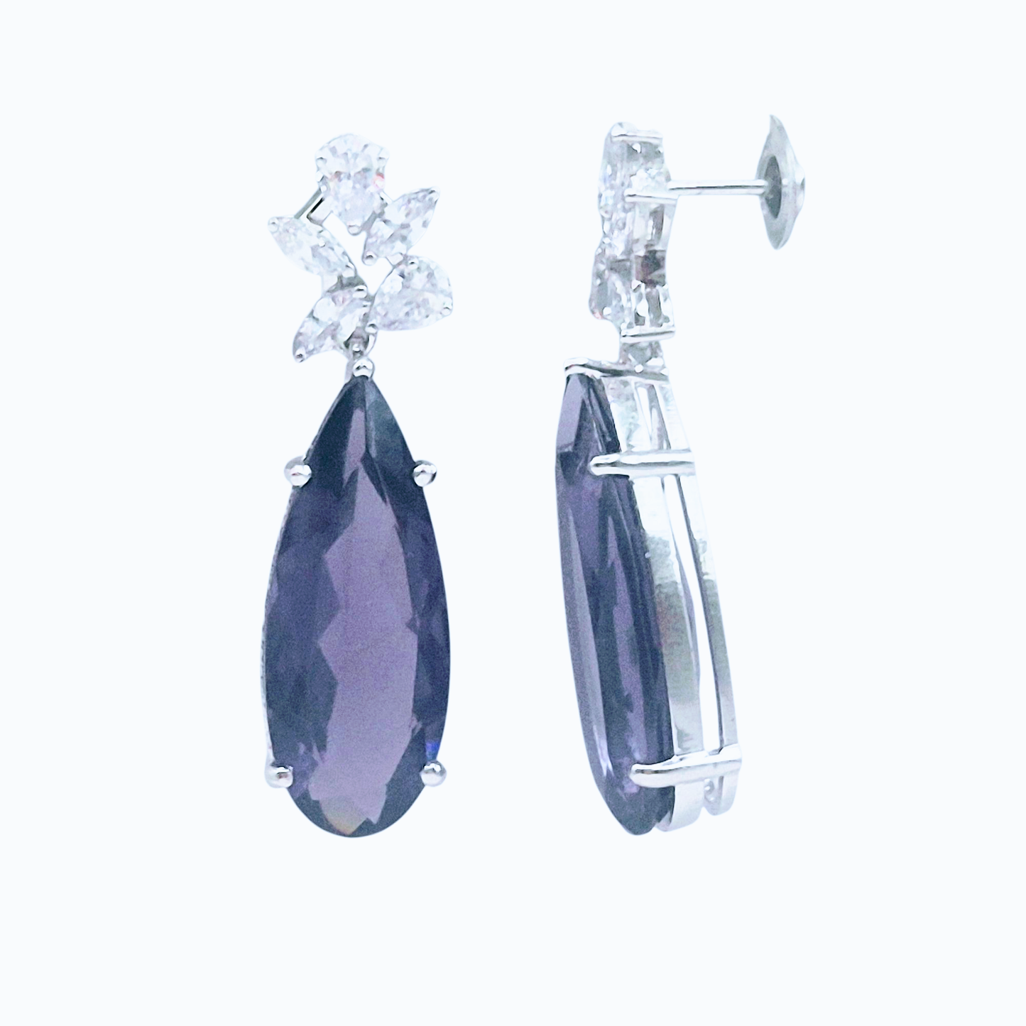 Deep Purple Hydro quartz with Cubic Zirconia in 925 Silver