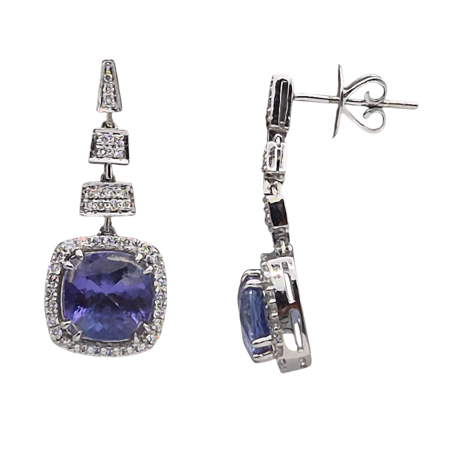 Tanzanites and Natural Diamonds in 18kt White Gold