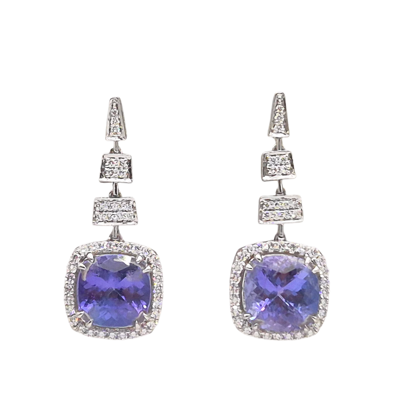 Tanzanites and Natural Diamonds in 18kt White Gold