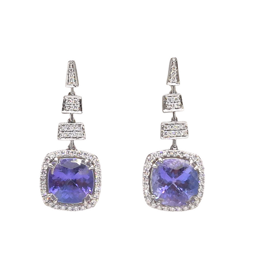 Tanzanites and Natural Diamonds in 18kt White Gold