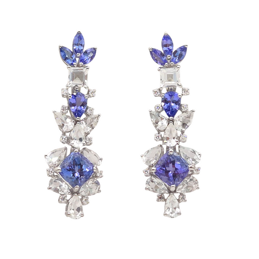 Tanzanites with Natural Diamonds and White Sapphires in 18kt Gold