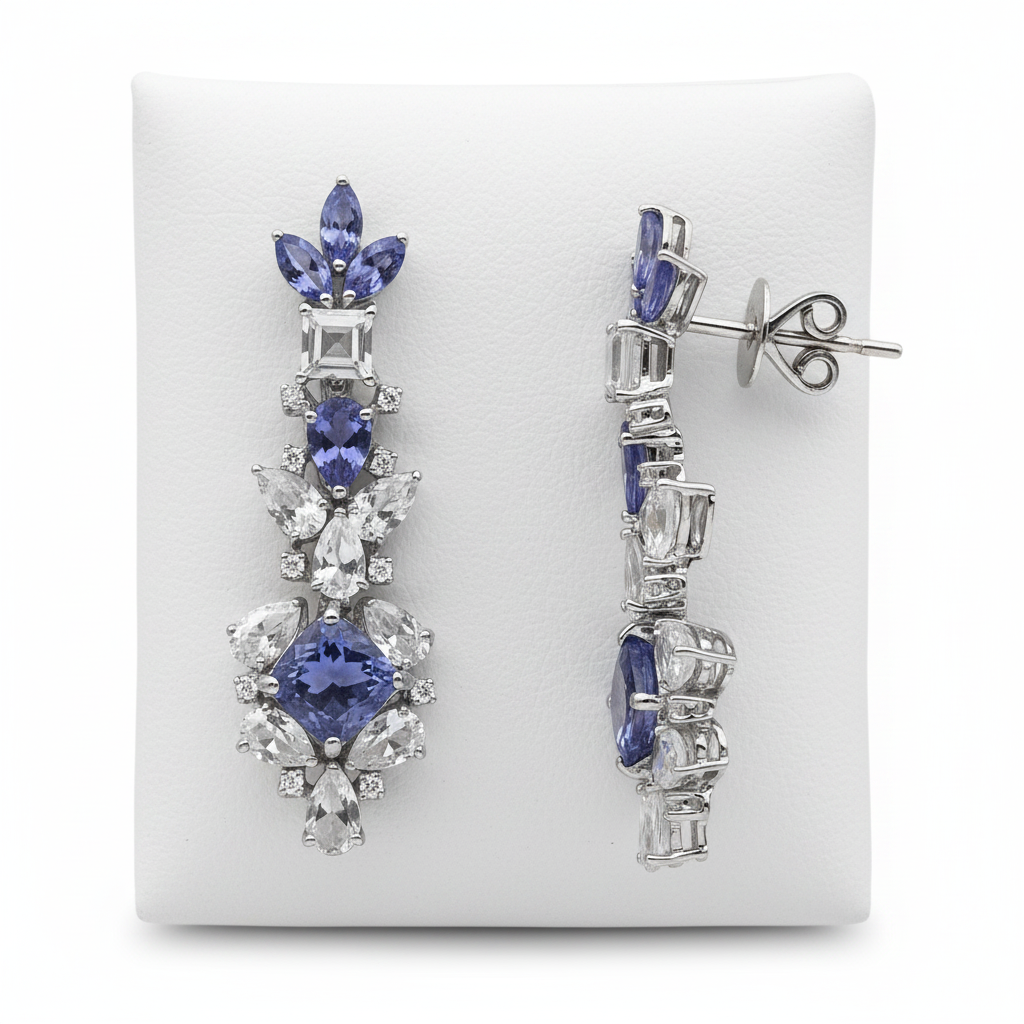 Tanzanites with Natural Diamonds and White Sapphires in 18kt Gold