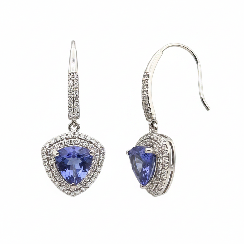 Soothing Tanzanites and Natural Diamonds in 18kt Gold