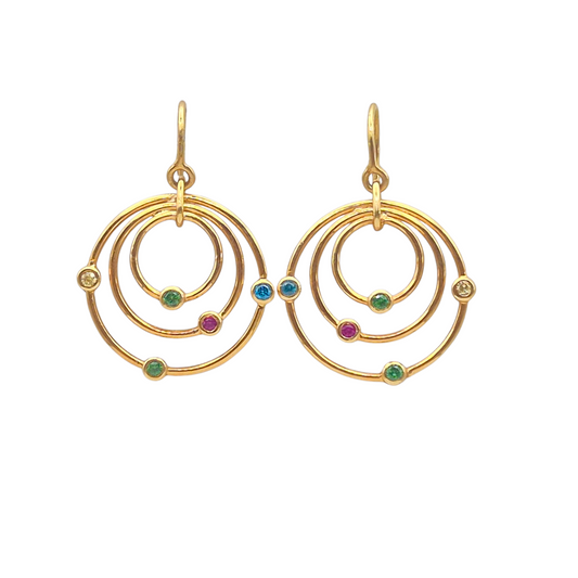 Multicolor cubic Zirconia in 18kt Gold