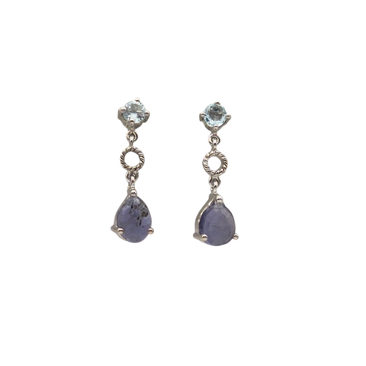 Two gorgeous shades of natural Blue and Purple Topaz gemstone in 925 Silver