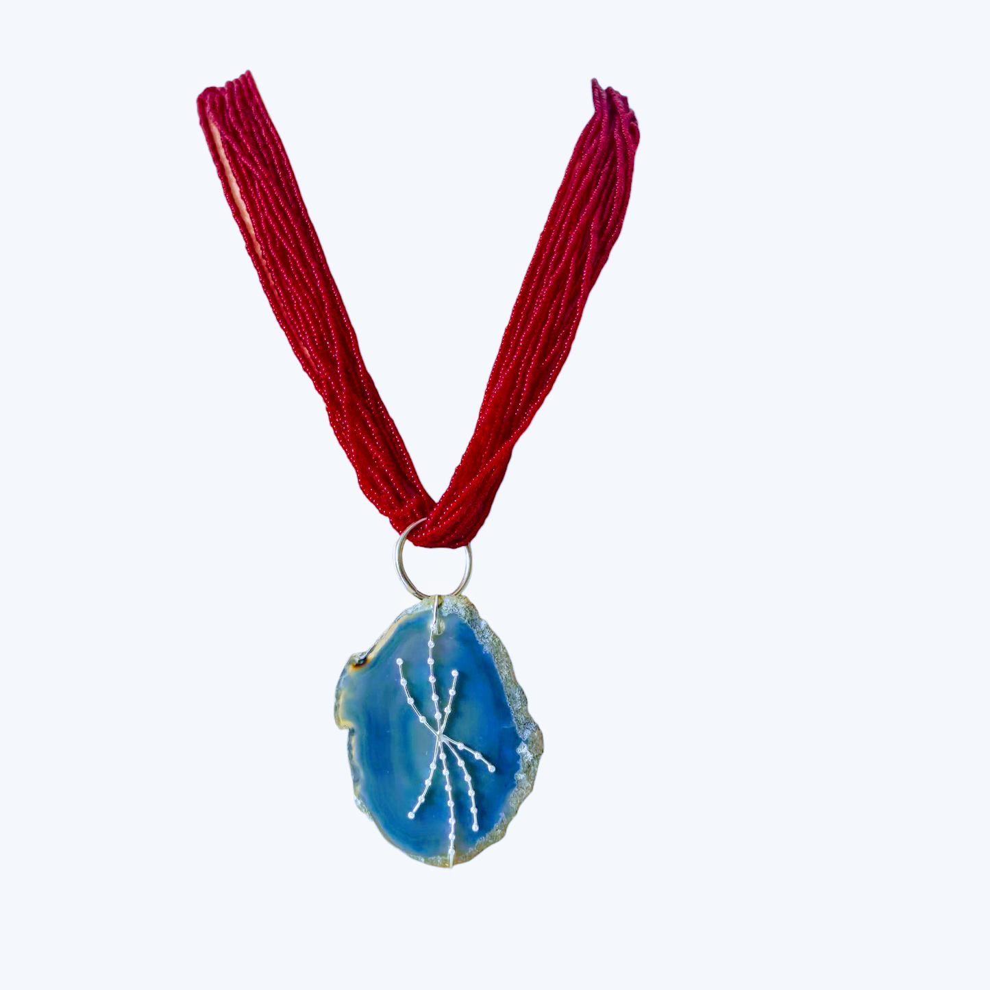 Agate with Natural Diamonds in 18kt White Gold
