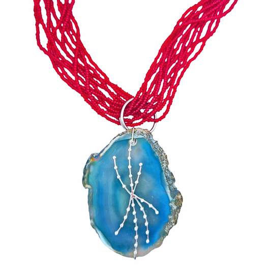 Agate with Natural Diamonds in 18kt White Gold