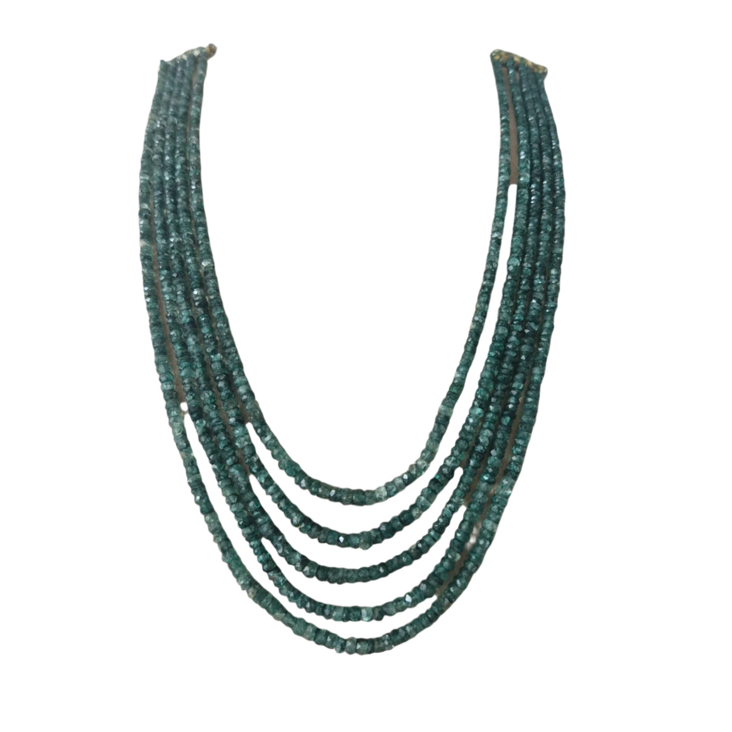Olive green natural emerald gemstone necklace