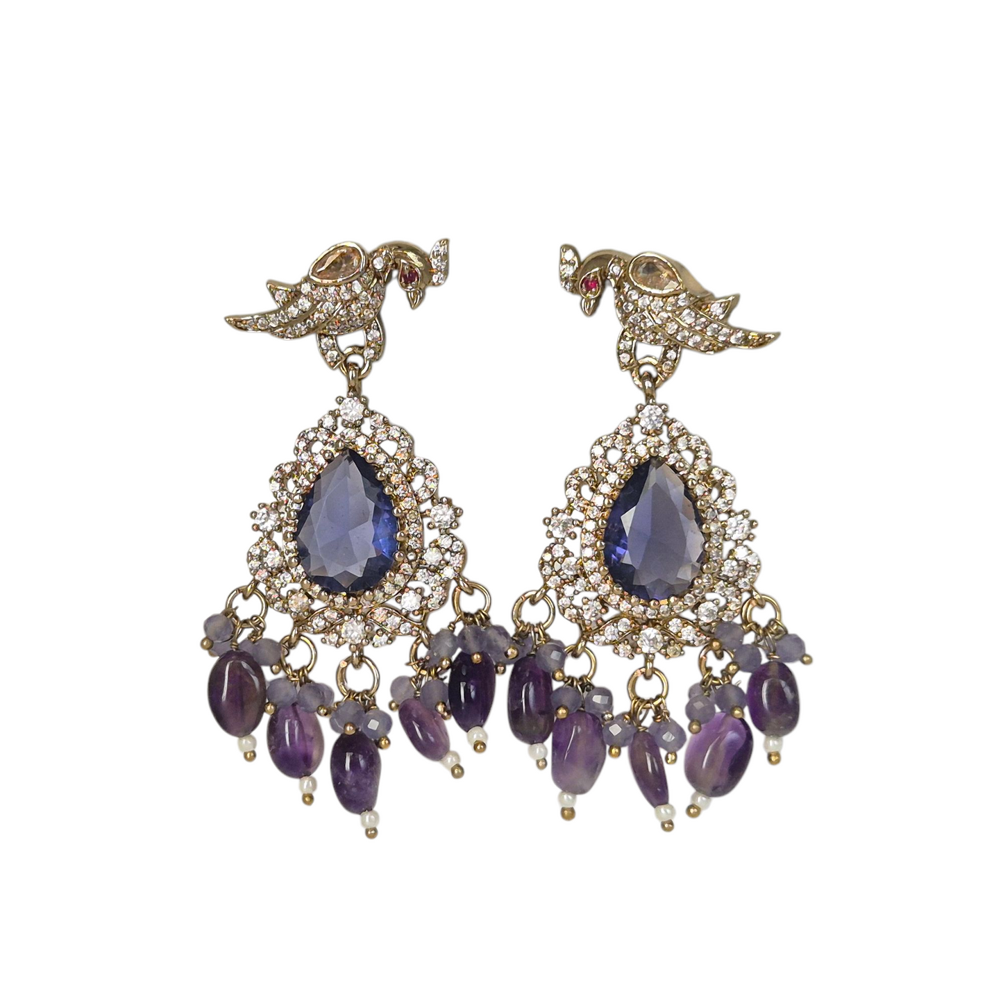 Victorian necklace with deep purple cubic zirconia , accented with white cubic