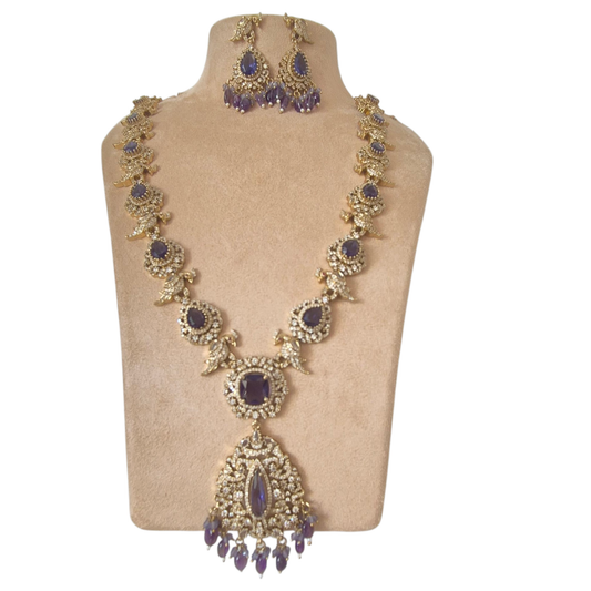 Victorian necklace with deep purple cubic zirconia , accented with white cubic