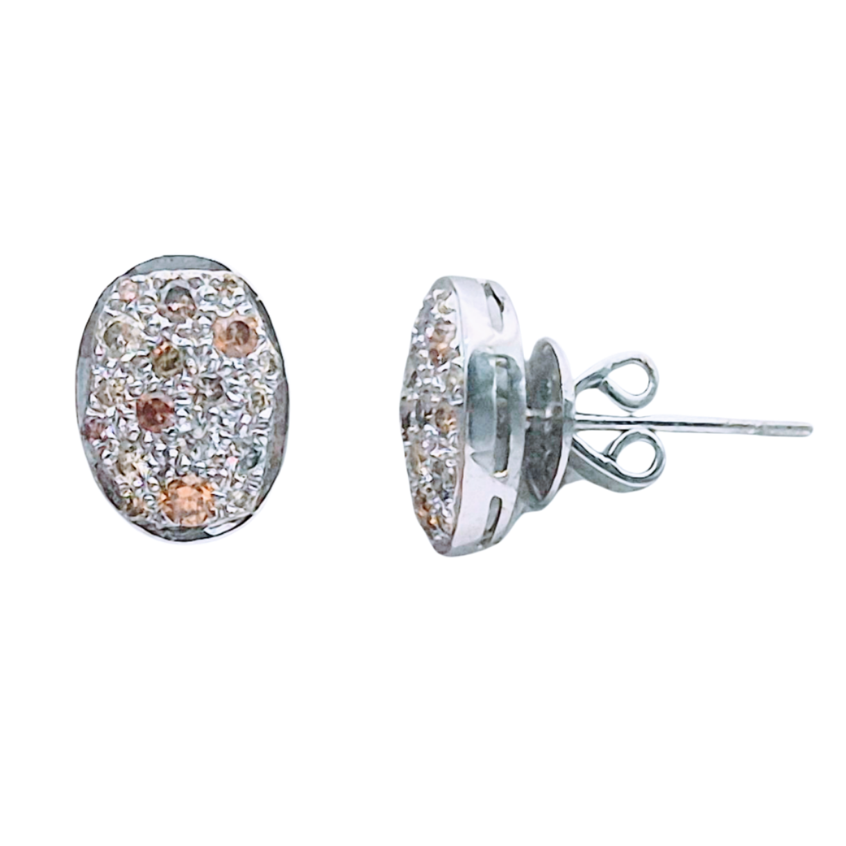 Natural fancy-coloured diamonds scattered and set in 925 silver