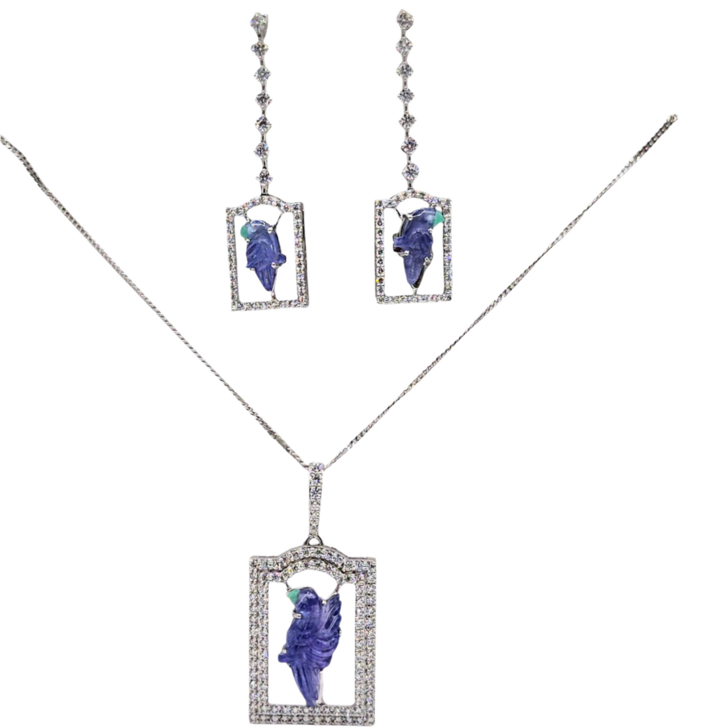 Tanzanite Parrot with Cubic Zirconia in 925 Silver